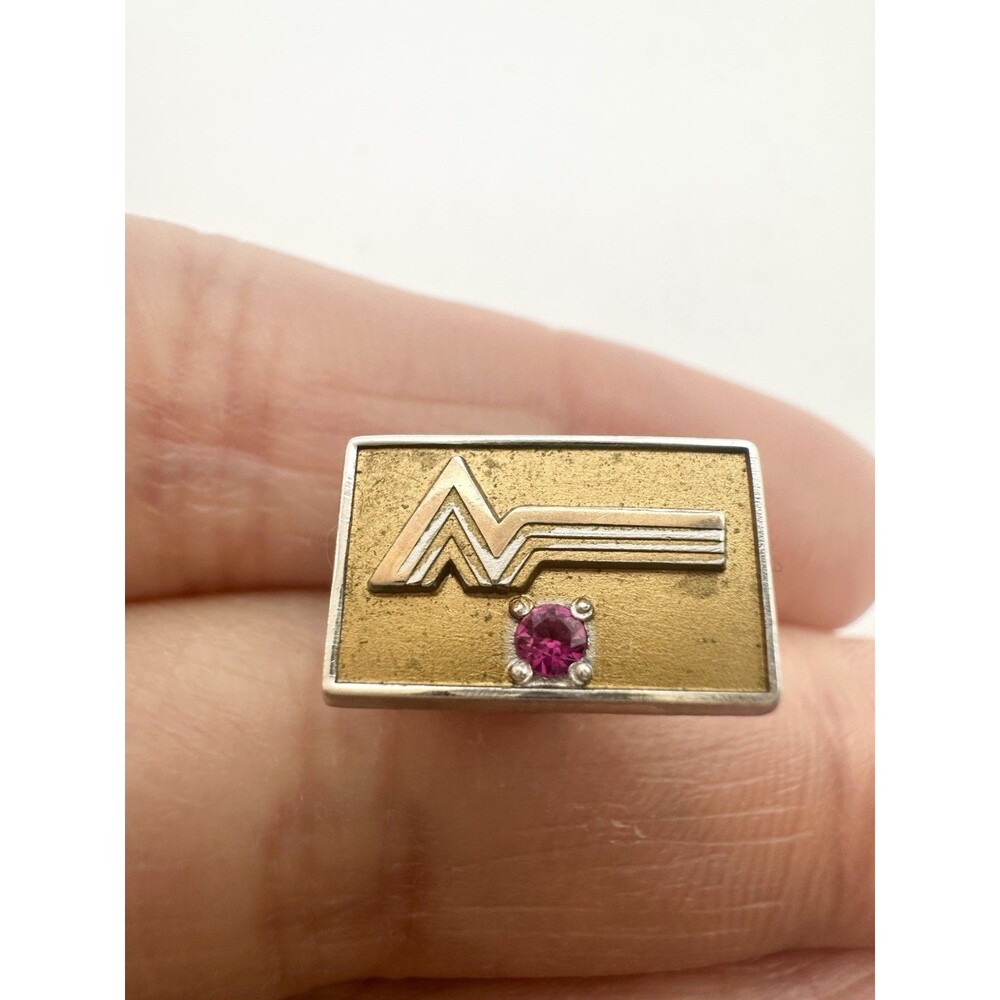 Vintage Gold Tone Red Ruby Lapel Tie Tack Pin